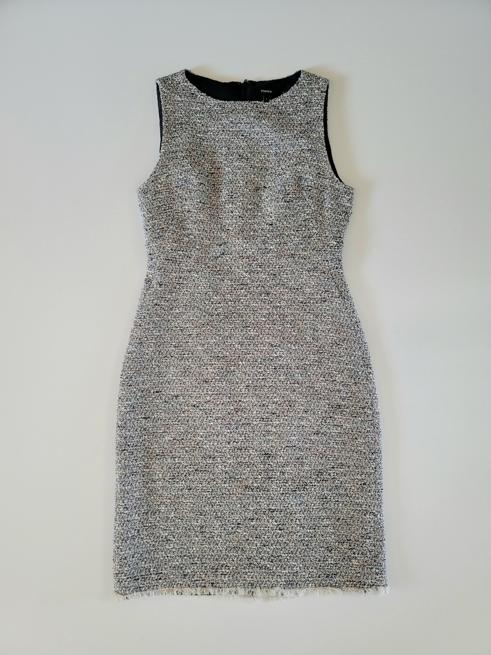 Theory Sleeveless Tweed Multicolour Shift Sheath Dress Size 2 EUC